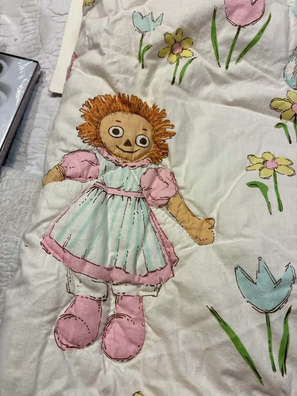 DuPont Vintage Dacron Filling Baby Quilt Pink Blue Nursery Rhyme Dolls